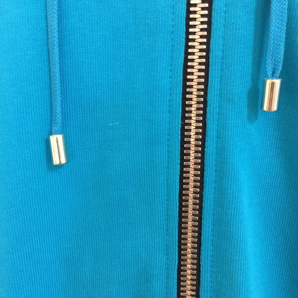 Balmain Paris Made in ITALY Men Turquoise Long Hooded Sweatshirt Sweater New - Picture 8 of 12
